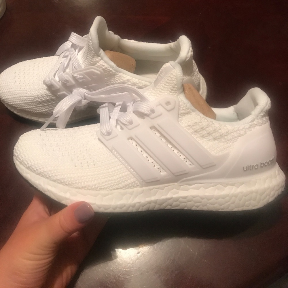 All white Adidas Ultra Boost size 5